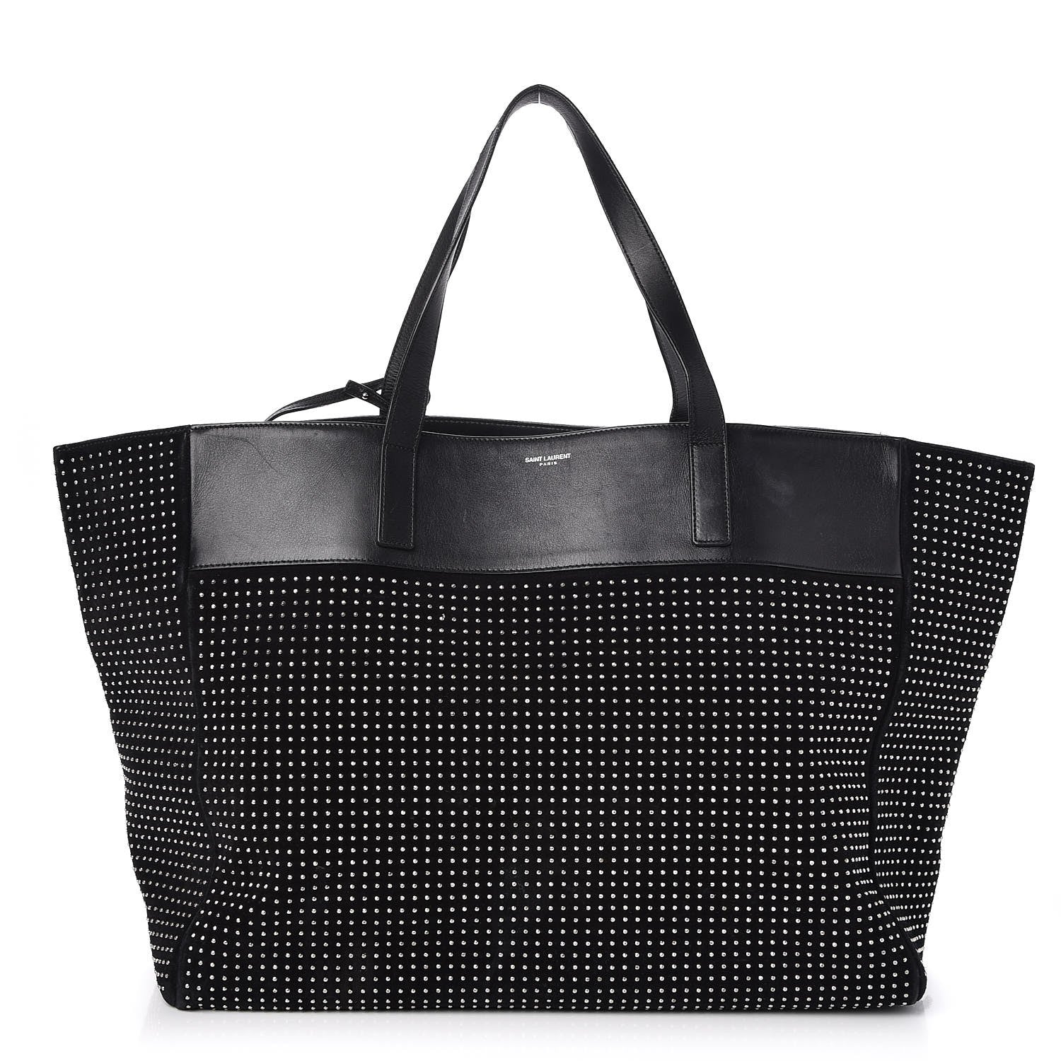 Saint Laurent Calfskin Suede Studded Reversible East West Shopping Tote Black 1 of 11