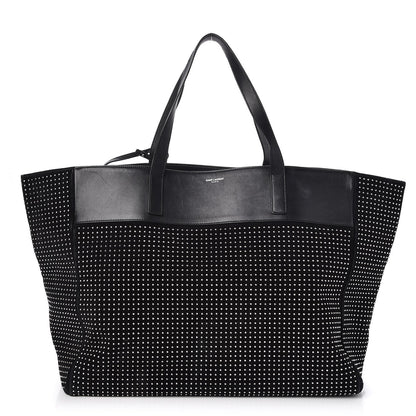 Saint Laurent Calfskin Suede Studded Reversible East West Shopping Tote Black 1 of 11