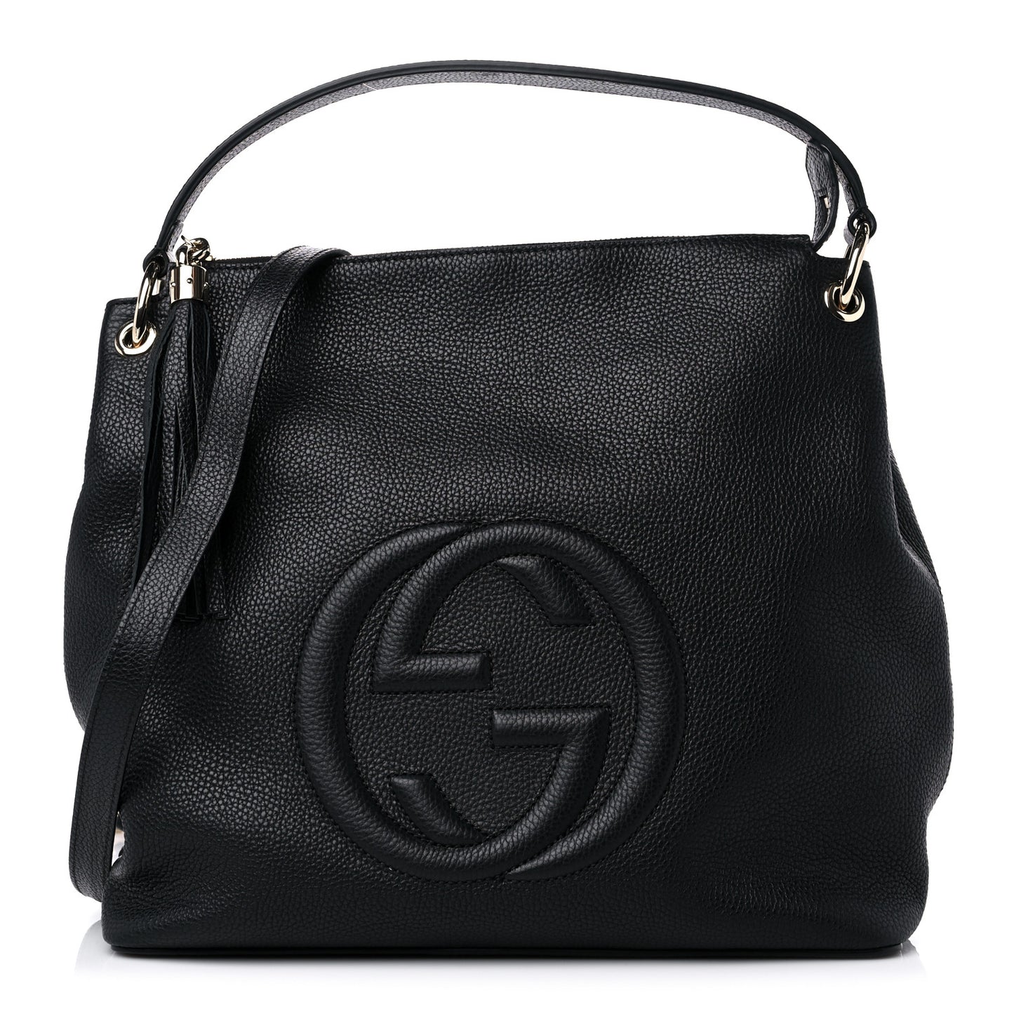Pebbled Calfskin Large Soho Hobo Black