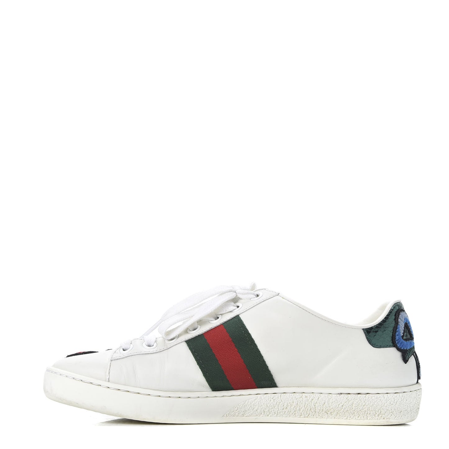 Calfskin Web Floral Embroidered Ace Sneakers 36 White