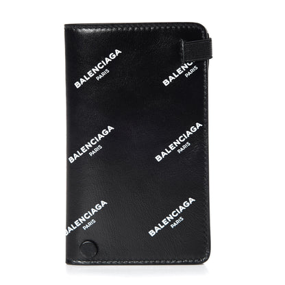 Balenciaga Lambskin Allover Logo Vertical Card Case Black 1 of 6