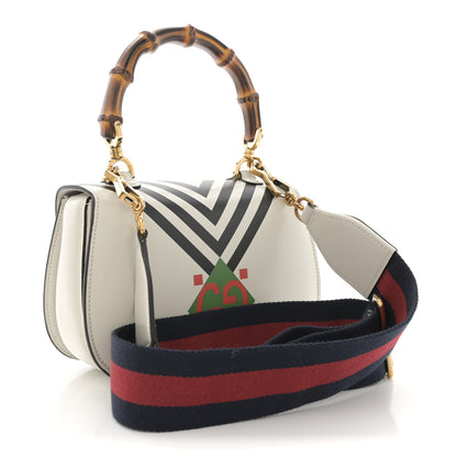 Gucci Calfskin Web Geometric Print Small Bamboo 1947 Top Handle Bag White Multicolor 4 of 11