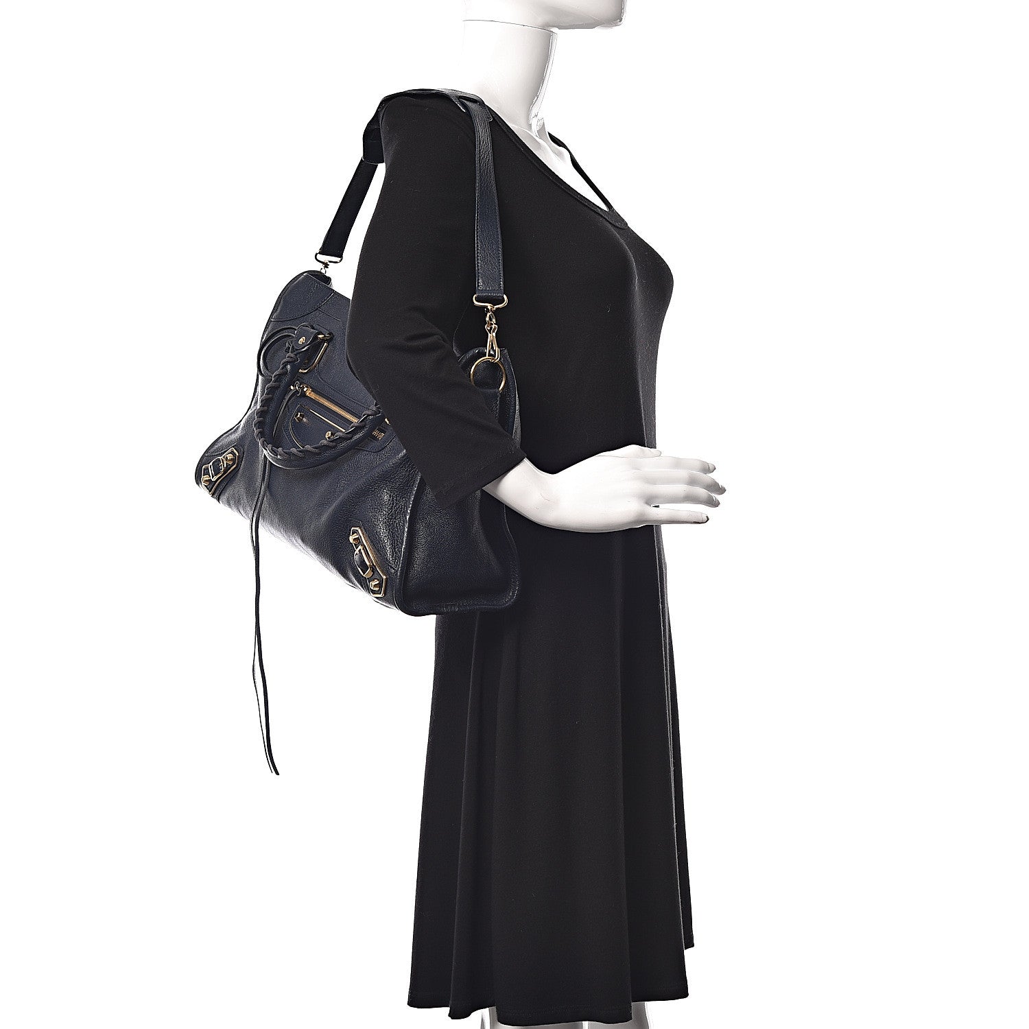 Balenciaga Chevre Gold Metallic Edge Hardware City Bleu Nuit Dark Sea 2 of 18