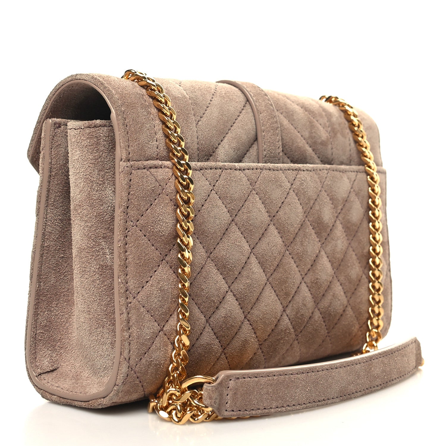 Saint Laurent Suede Mixed Matelasse Triquilt Small Monogram Envelope Satchel Rosy Sand 3 of 9