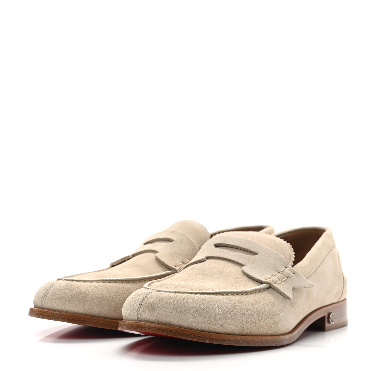 Christian Louboutin Veau Velours Mens No Penny Flat Loafers 43 Natural 3 of 7