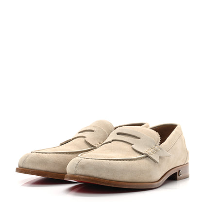 Christian Louboutin Veau Velours Mens No Penny Flat Loafers 43 Natural 3 of 7