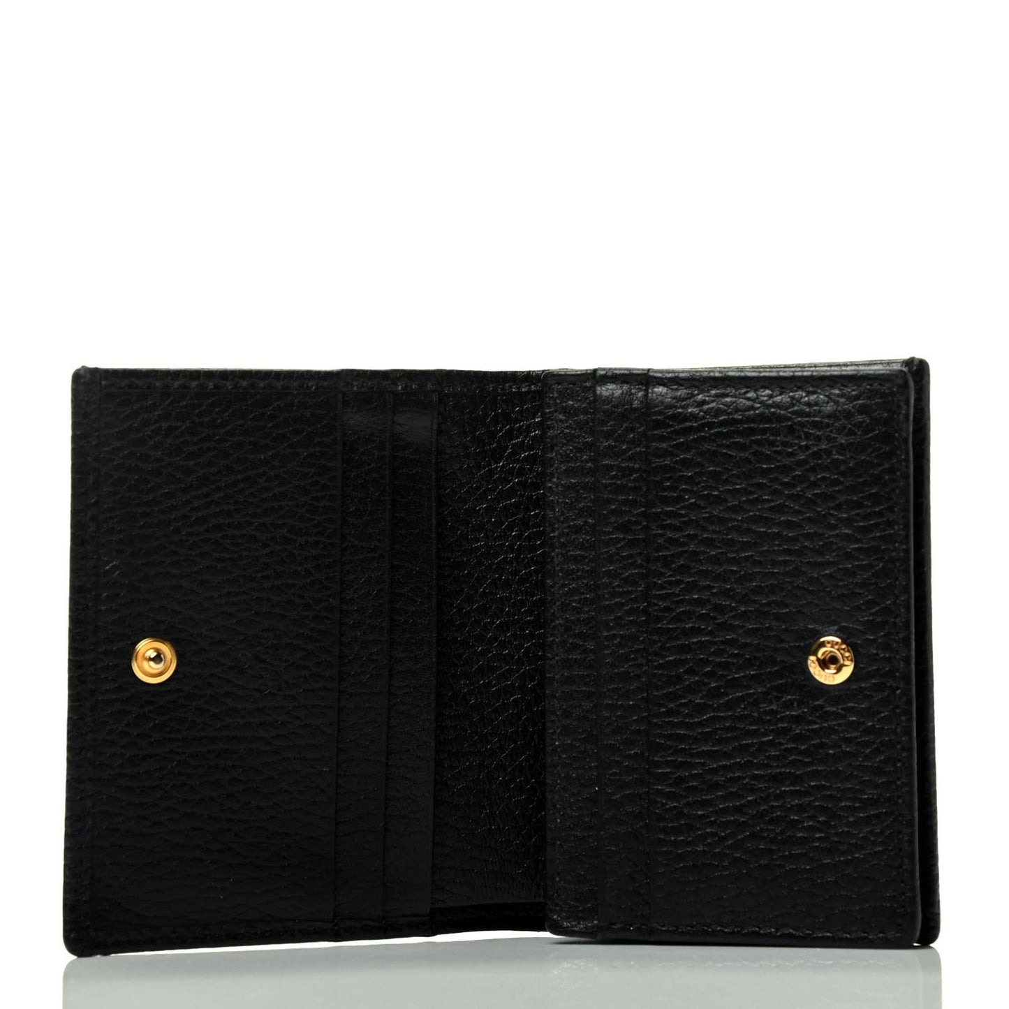 Pebbled Calfskin GG Marmont Card Case Black