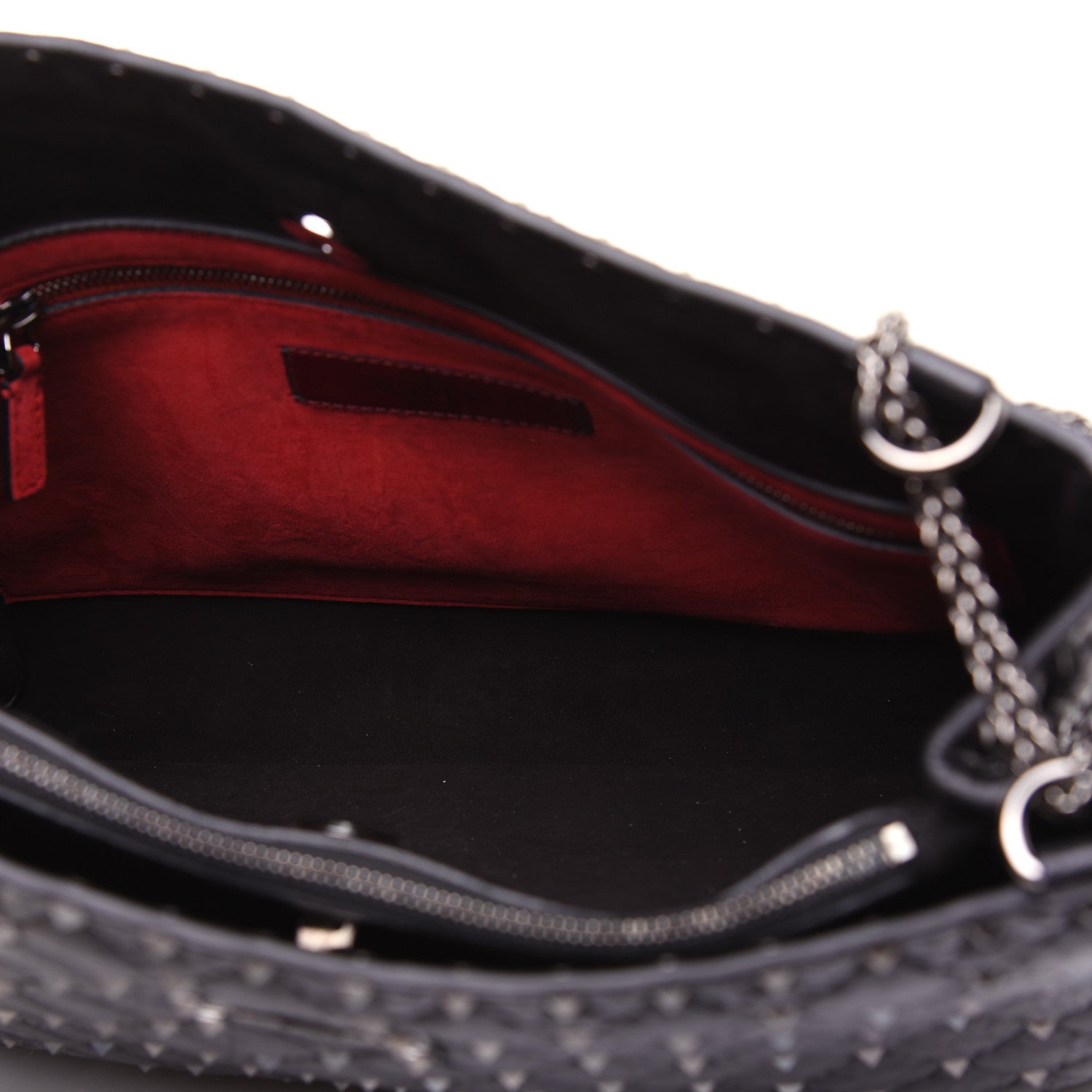 Valentino Garavani Craquele Nappa Rockstud Spike Shoulder Tote Black 7 of 14