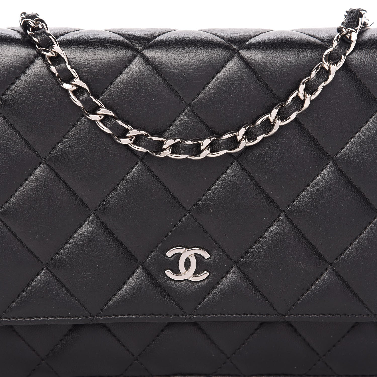Chanel Lambskin Quilted Wallet On Chain WOC Black 11 of 11