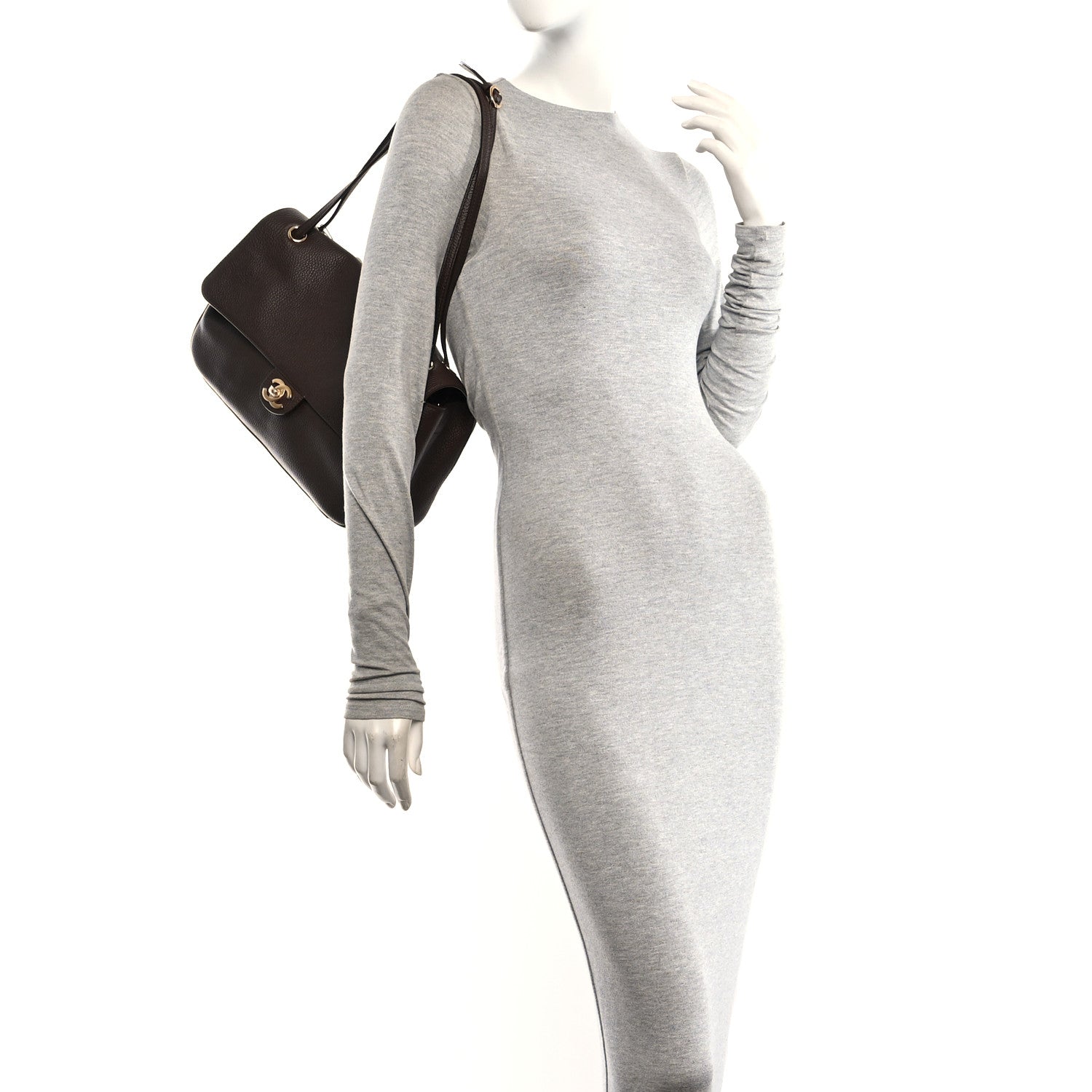 Chanel Grained Calfskin Small Souplissimo Maxi Flap Dark Brown 2 of 11