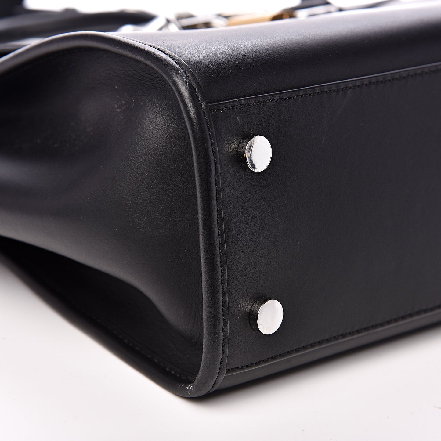Smooth Calfskin Attica Chain Satchel Black