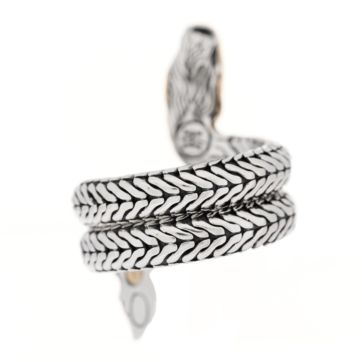 John Hardy Sterling Silver 18K Yellow Gold Naga Dragon Coil Ring 57 8 4 of 6
