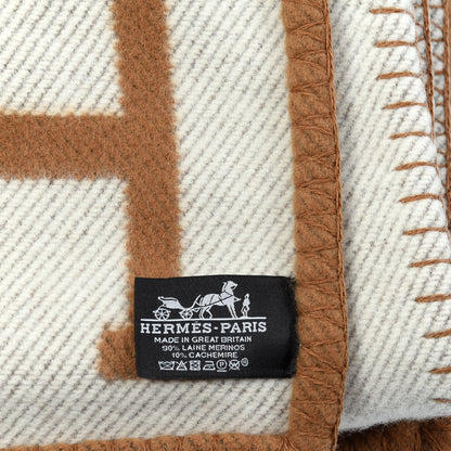 Hermes Wool Cashmere Avalon Blanket Ecru Camel 3 of 3