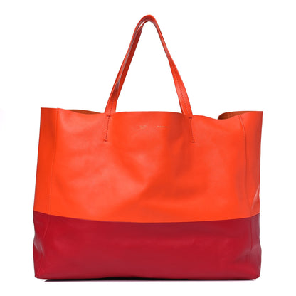 Celine Lambskin Horizontal Bi-Color Cabas Orange Red 1 of 5