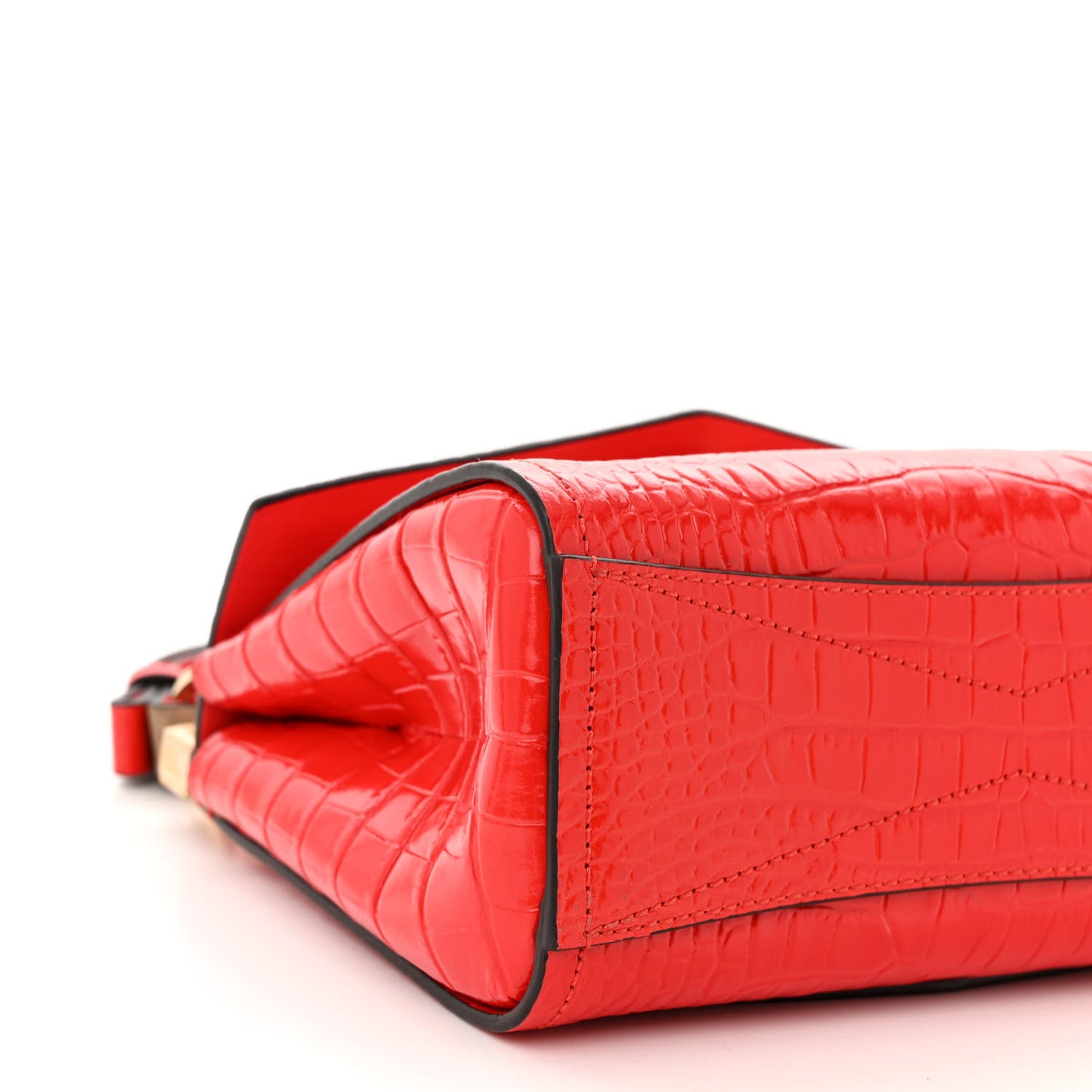 Calfskin Crocodile Embossed Mini Mystic Shoulder Bag Red