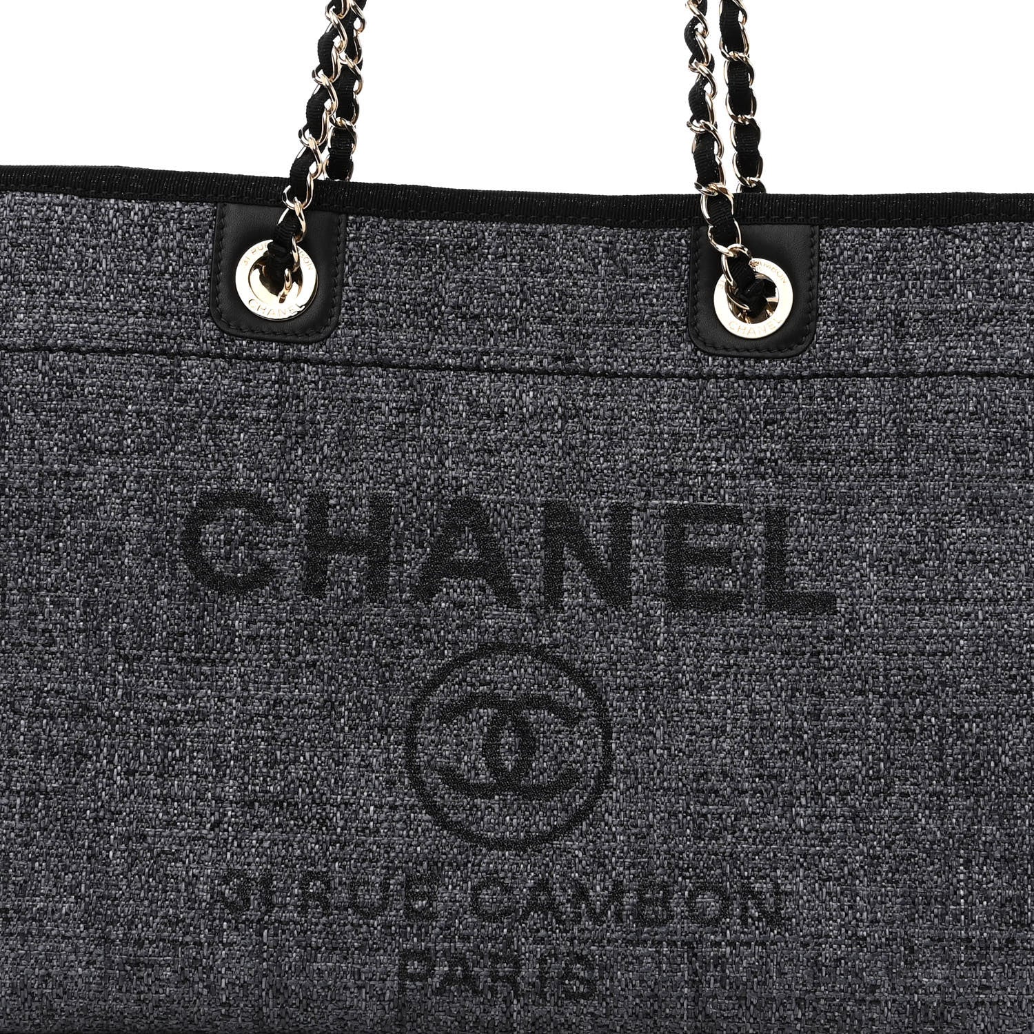 Chanel Lurex Boucle Small Deauville Tote Black 7 of 9