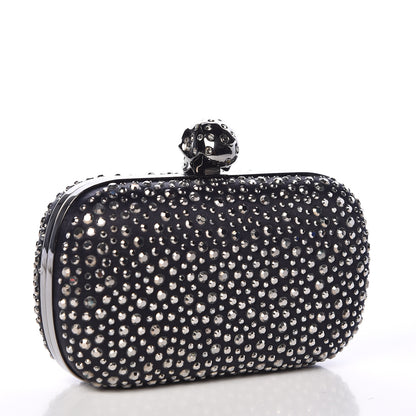Alexander McQueen Silk Crystal Skull Box Clutch Black 4 of 8