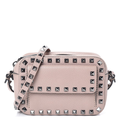 Valentino Garavani Grained Calfskin Small Rockstud Flap Pocket Camera Crossbody Bag Poudre 1 of 9