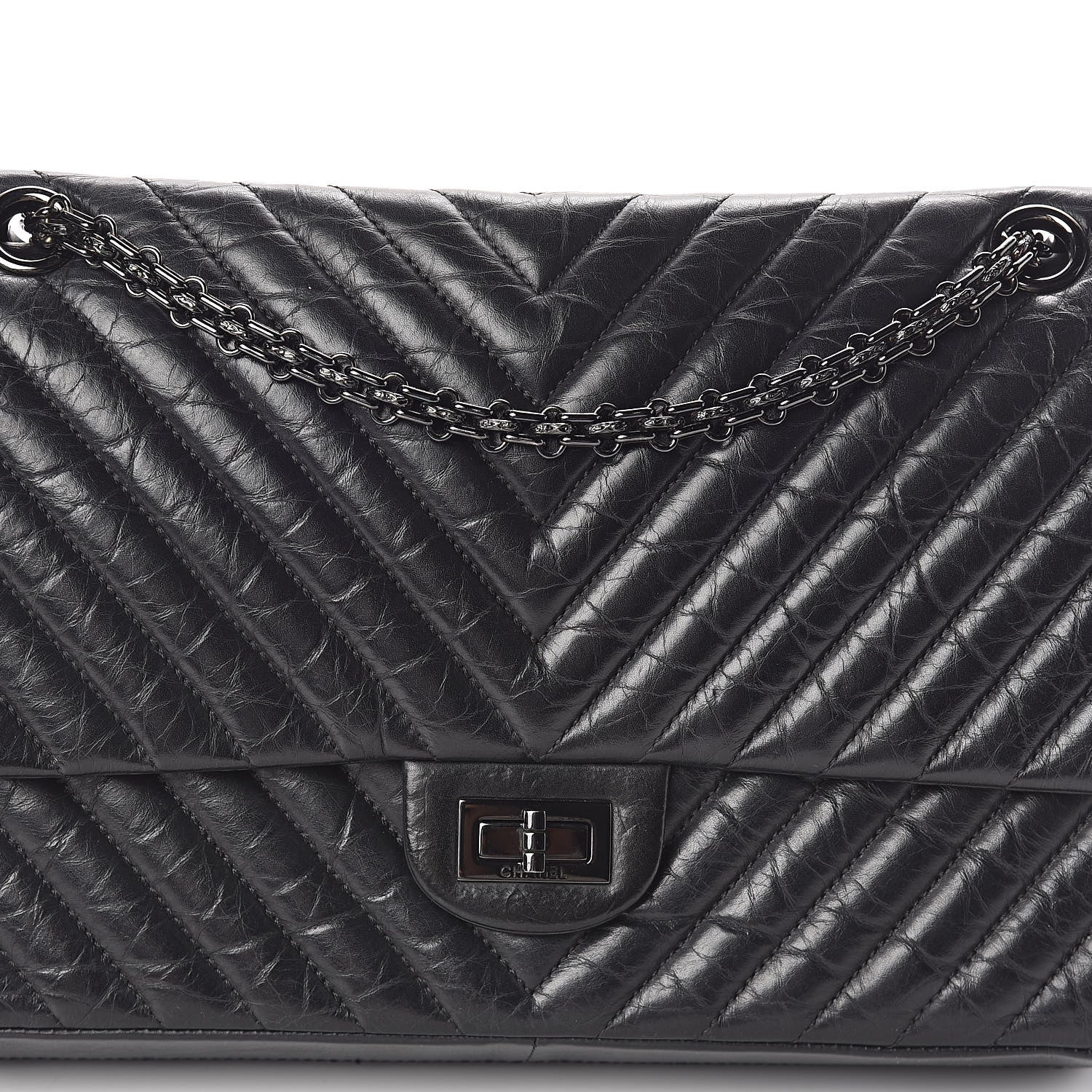 Chanel Aged Calfskin Chevron Quilted 2.55 Reissue 226 So Black 8 of 11
