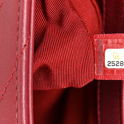Chanel Calfskin Elaphe Stitched Small Chevron Chic Top Handle Flap Red 8 of 13