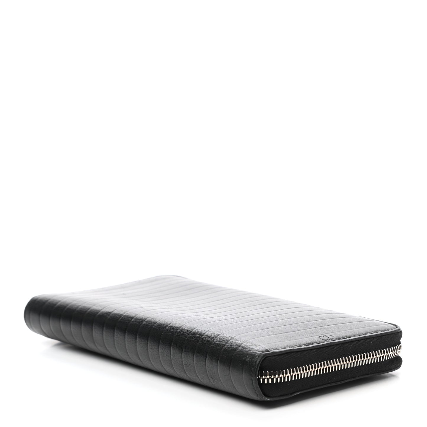 HOMME Calfskin Ribbed Zip Around Wallet Black