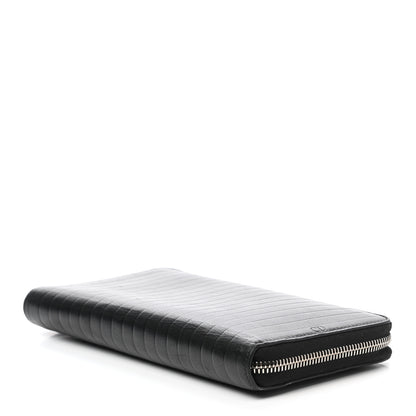 Christian Dior HOMME Calfskin Ribbed Zip Around Wallet Black 4 of 8