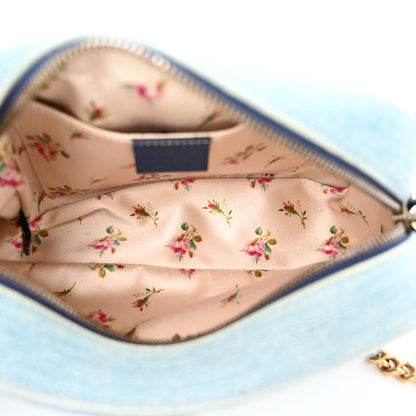Gucci Denim Matelasse Small Pearly GG Marmont Chain Shoulder Bag Blue 5 of 11