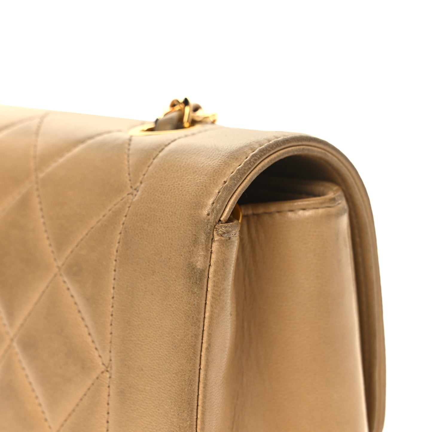 Lambskin Quilted Small Single Flap Beige