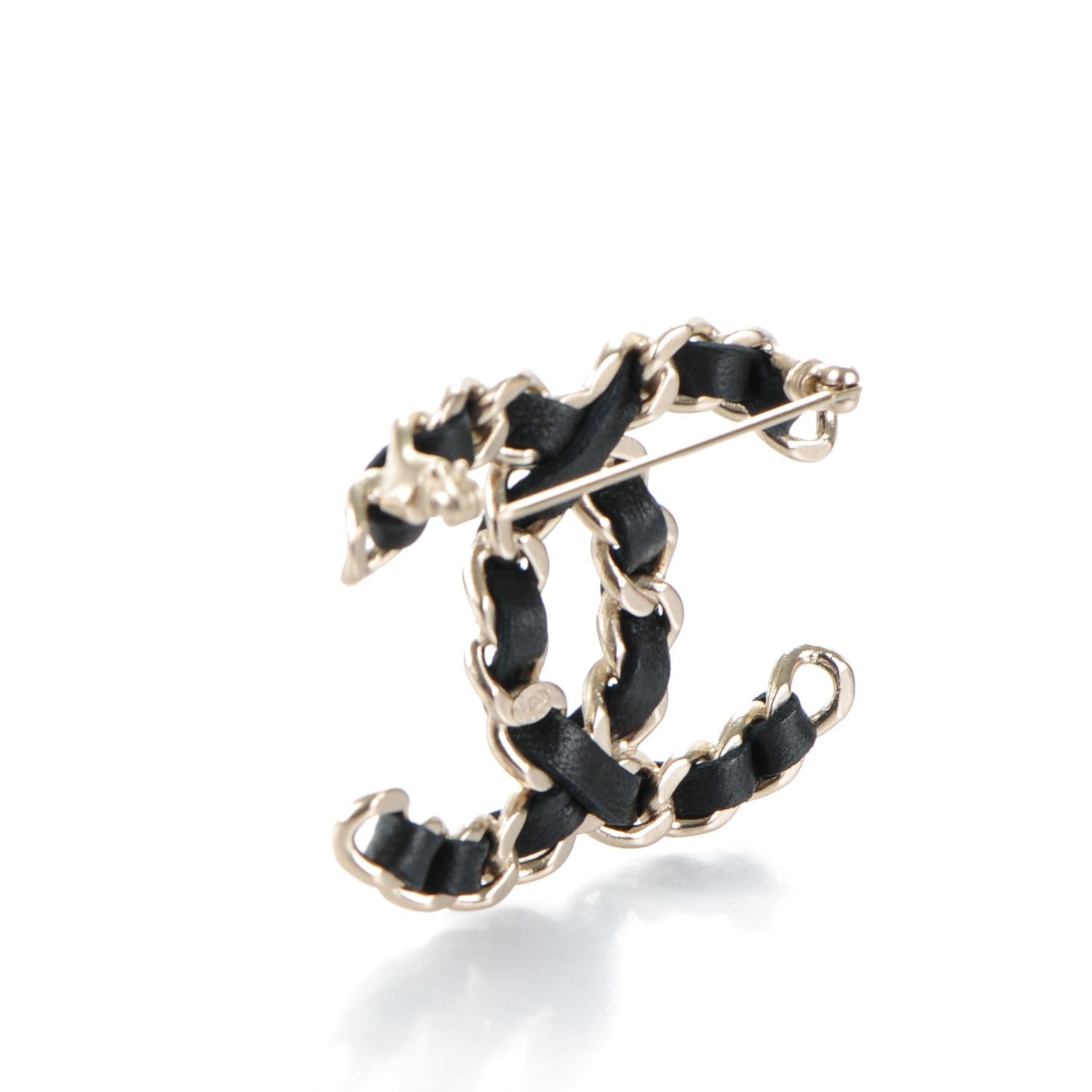 Chanel Lambskin Chain CC Brooch Black Gold 3 of 4