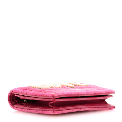 Gucci Velvet Matelasse Pearl Love Embroidered GG Marmont Card Case Wallet Light Raspberry Rose 4 of 10