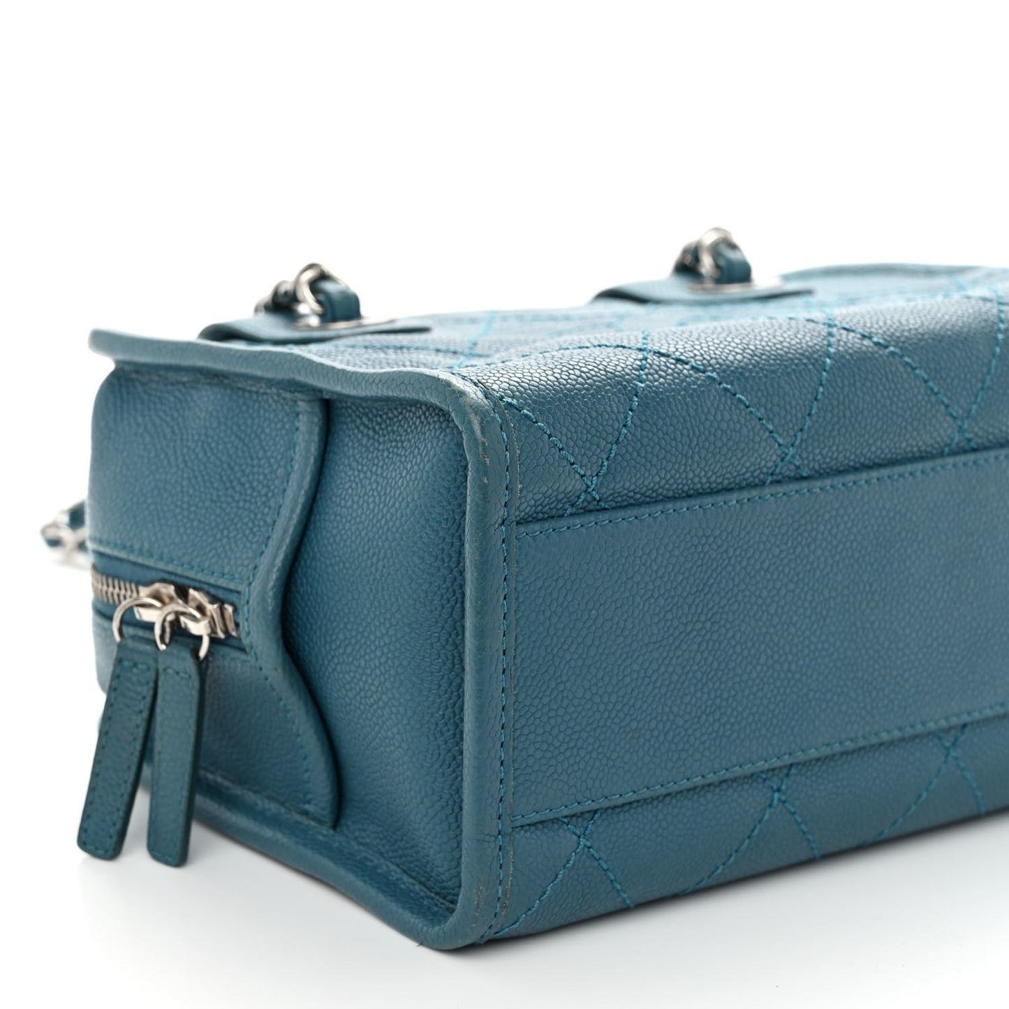 Caviar Quilted Small Deauville Bowling Bag Blue