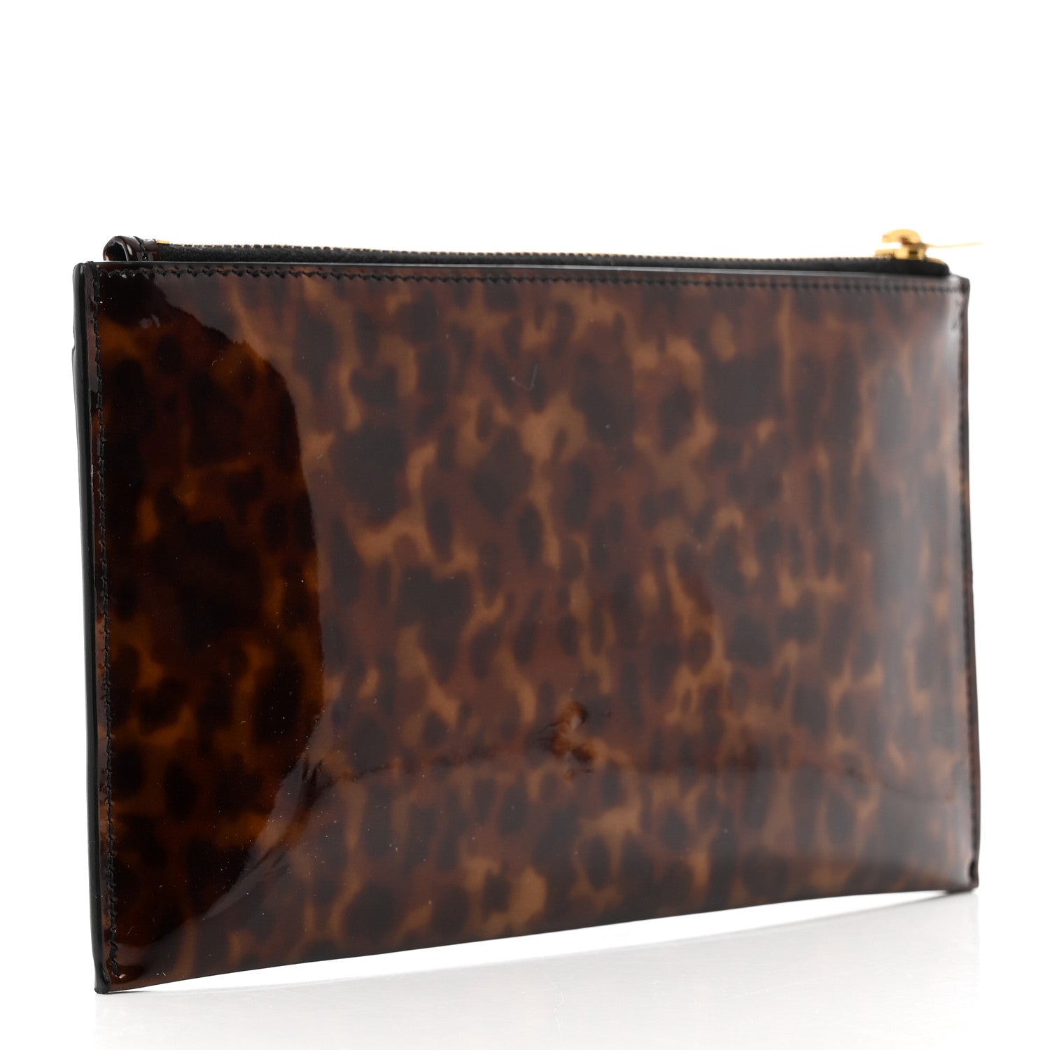 Saint Laurent Patent Tartarugato Monogram Bill Pouch Tortoise Brown 3 of 6