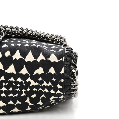 Stella McCartney Cotton Canvas Hearts Falabella Fold Over Tote Black White 9 of 9