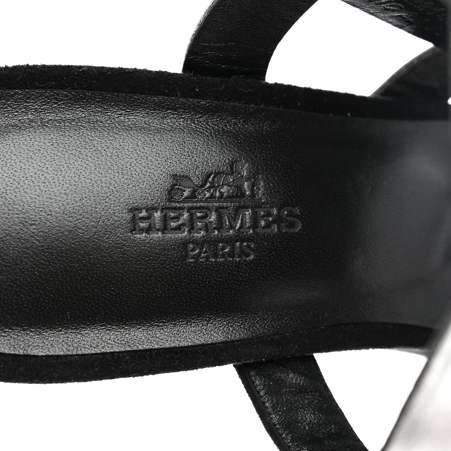 Hermes Metallic Nappa Suede Goatskin Figari 55 Sandals 38 Black Argent 7 of 8