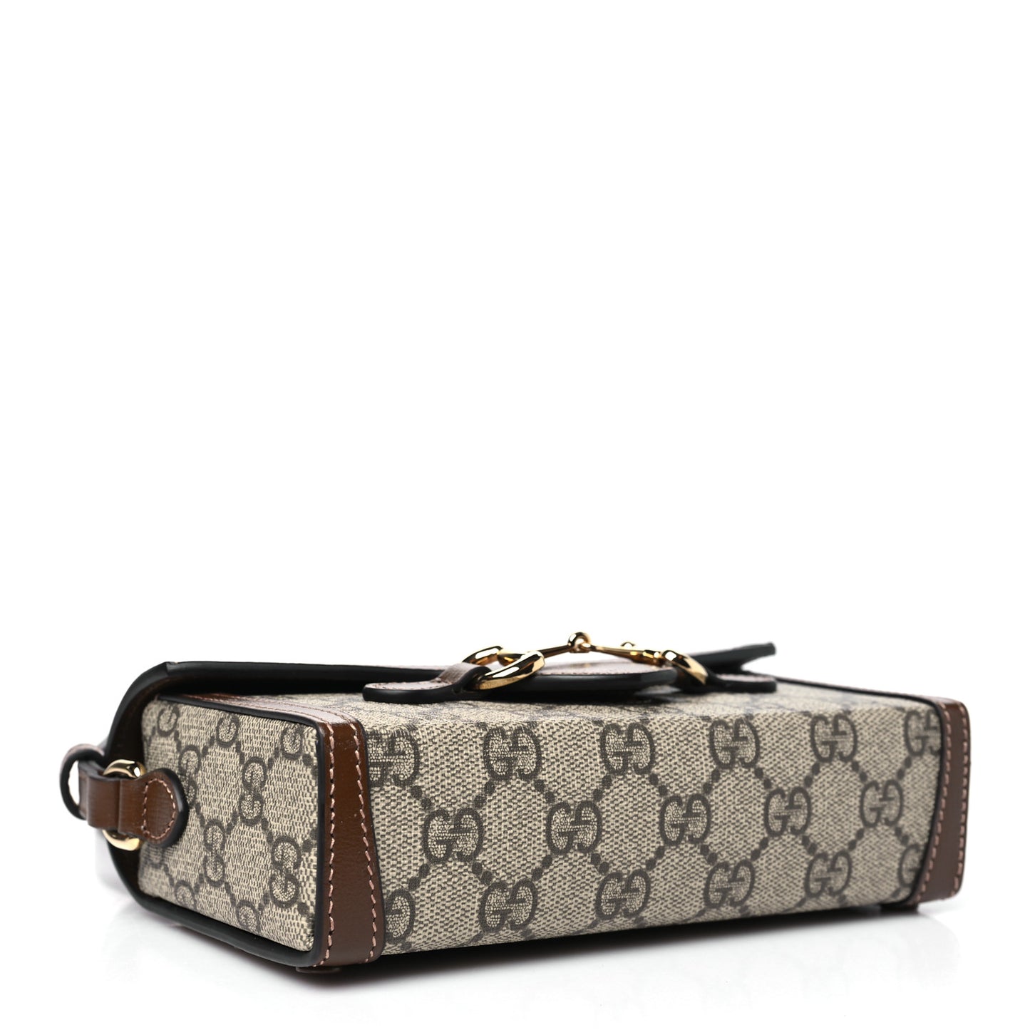 GG Supreme Monogram Mini Horsebit 1955 Shoulder Bag Beige Brown Sugar