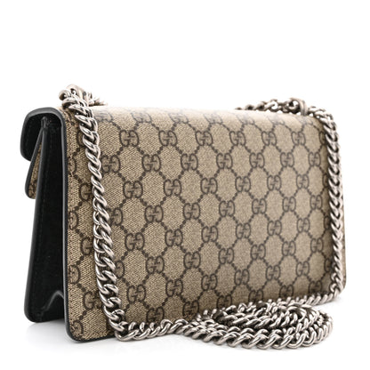 Gucci GG Supreme Monogram Suede Crystal Small Dionysus Shoulder Bag Beige Ebony Black 3 of 10