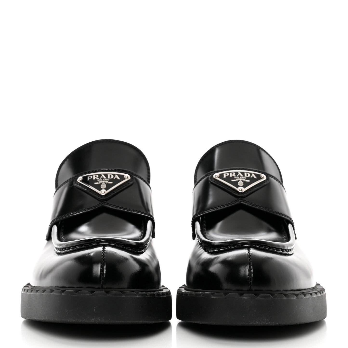 Spazzolato Metal Triangle Logo 50mm Loafers 38 Black