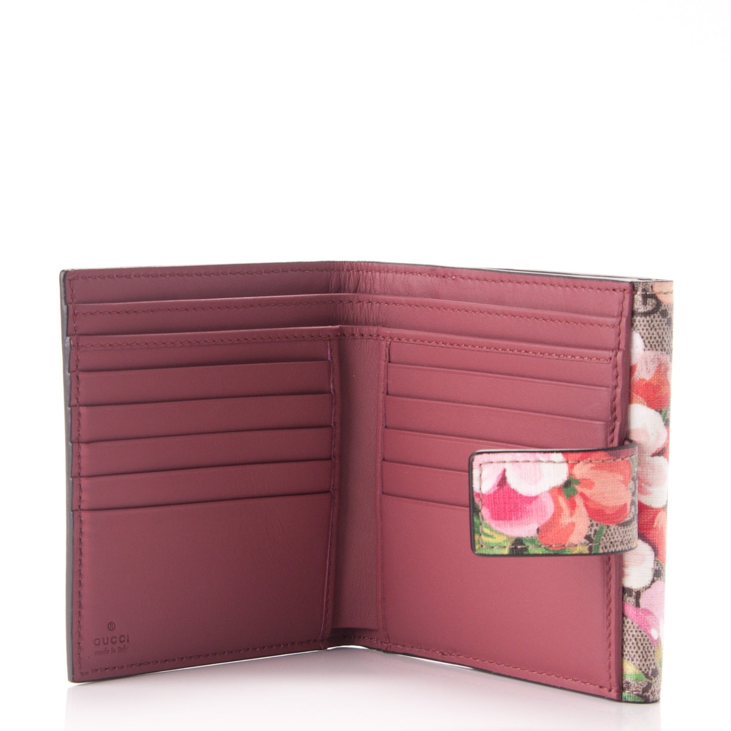 GG Supreme Monogram Blooms French Flap Wallet Beige Multicolor Dry Rose