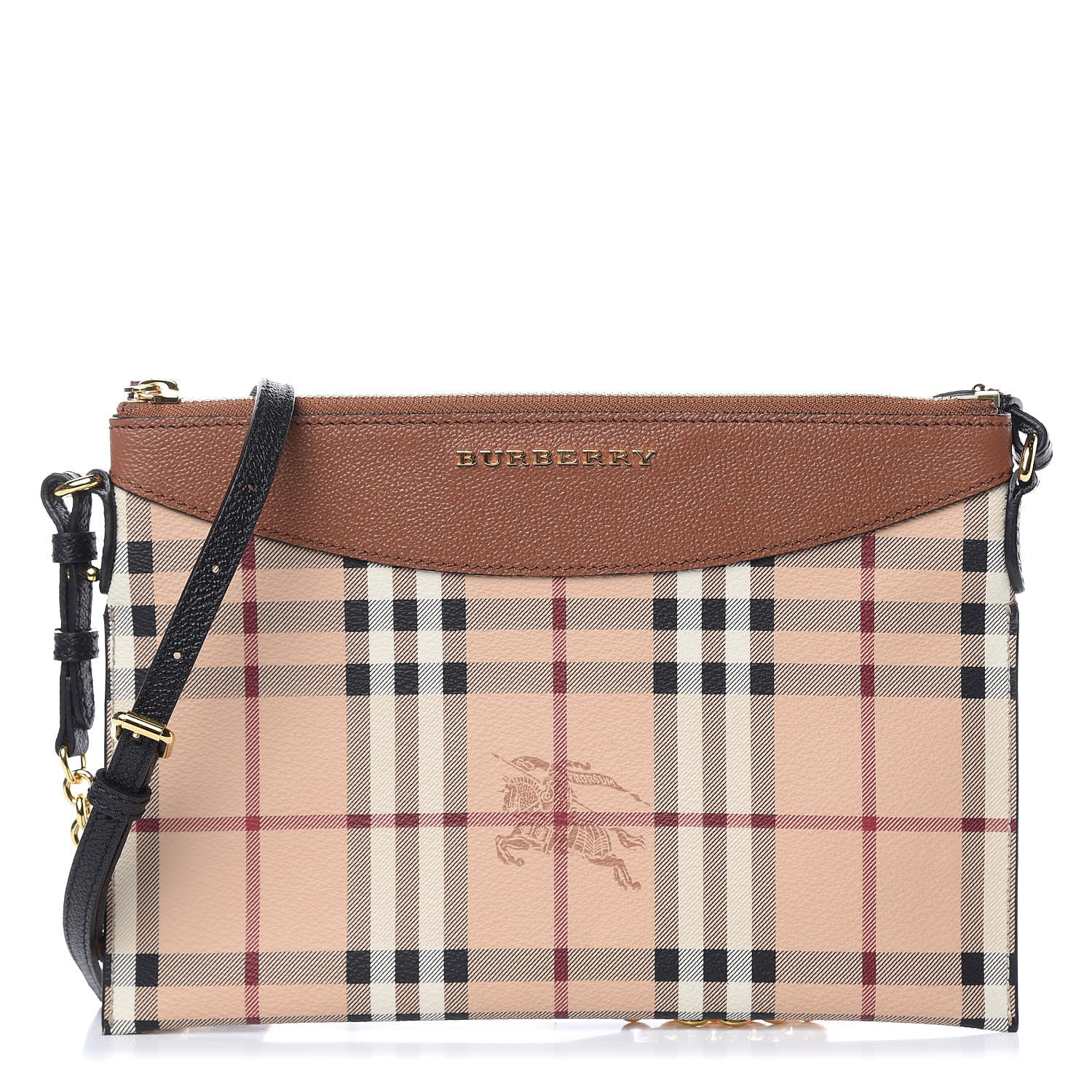 Burberry Haymarket Check Peyton Crossbody Clutch Bag Toffee 1 of 9