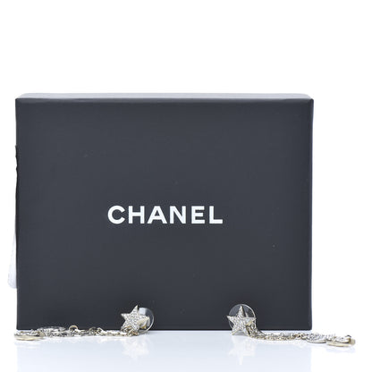 Chanel Crystal CC Star Moon Dangle Earrings Silver Gold 5 of 5