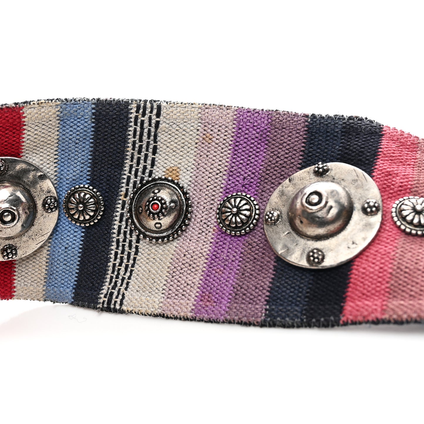 Canvas Embroidered Studded Rainbow Shoulder Strap