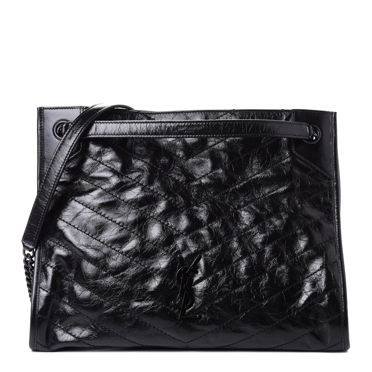 Saint Laurent Crinkled Calfskin Matelasse Monogram Large Niki Shopper Tote Black 1 of 4