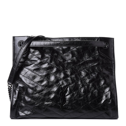 Saint Laurent Crinkled Calfskin Matelasse Monogram Large Niki Shopper Tote Black 1 of 4