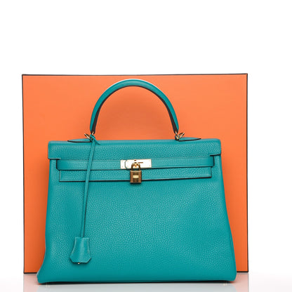 Hermes Taurillon Clemence Kelly Retourne 35 Bleu Paon 32 of 32