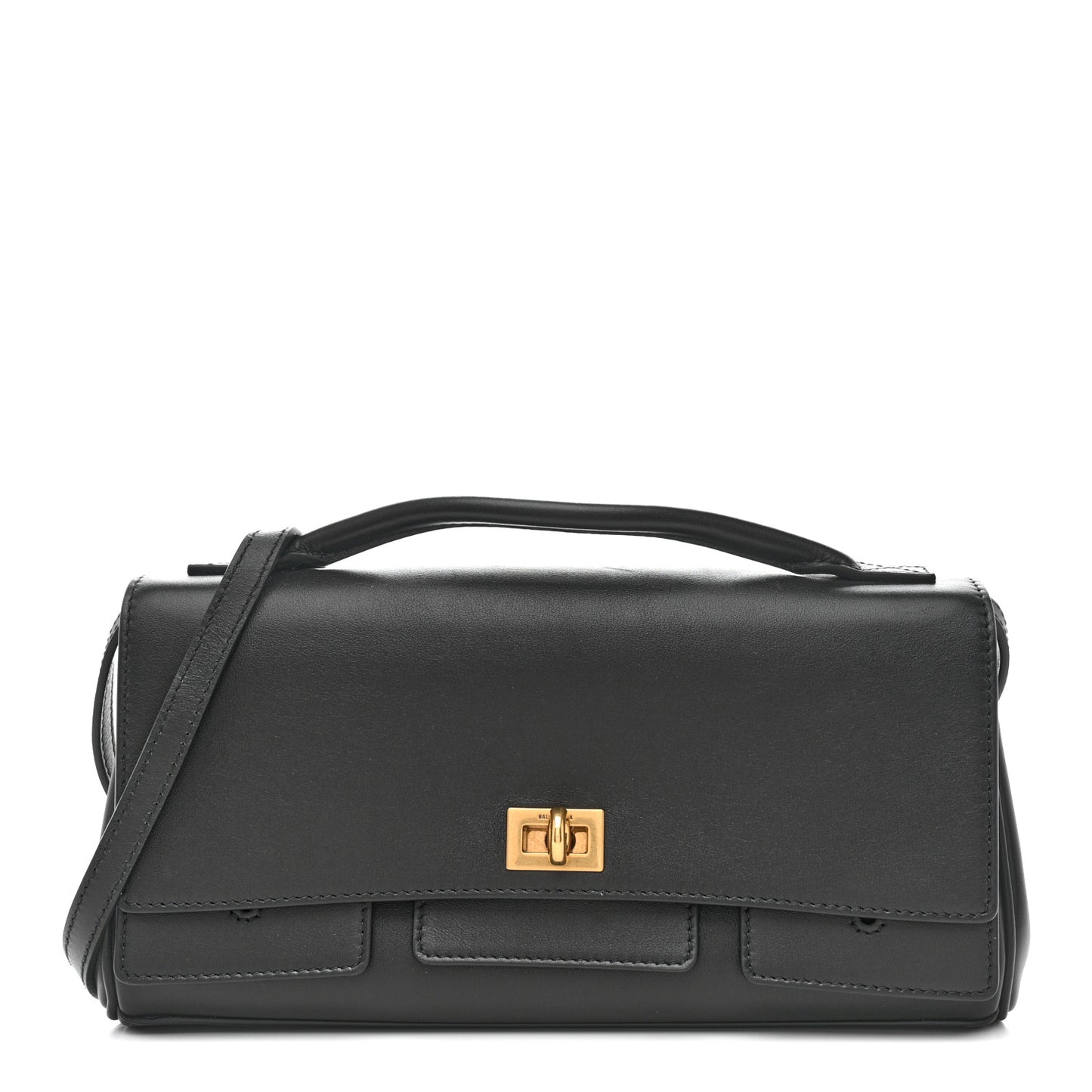 Smooth Calfskin Small Bel Air Clutch On Strap Black