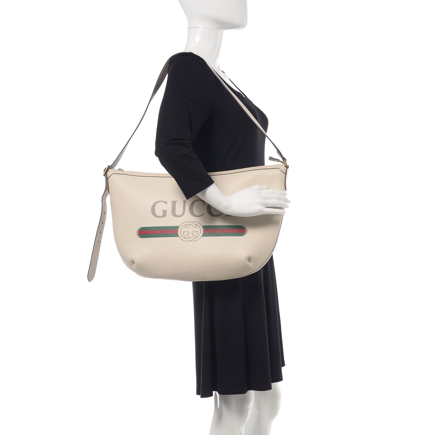 Gucci Grained Calfskin Logo Half Moon Hobo White 2 of 7