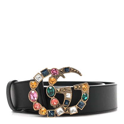 Gucci Calfskin Crystal Double G 40mm Belt 90 36 Black Multicolor 1 of 5