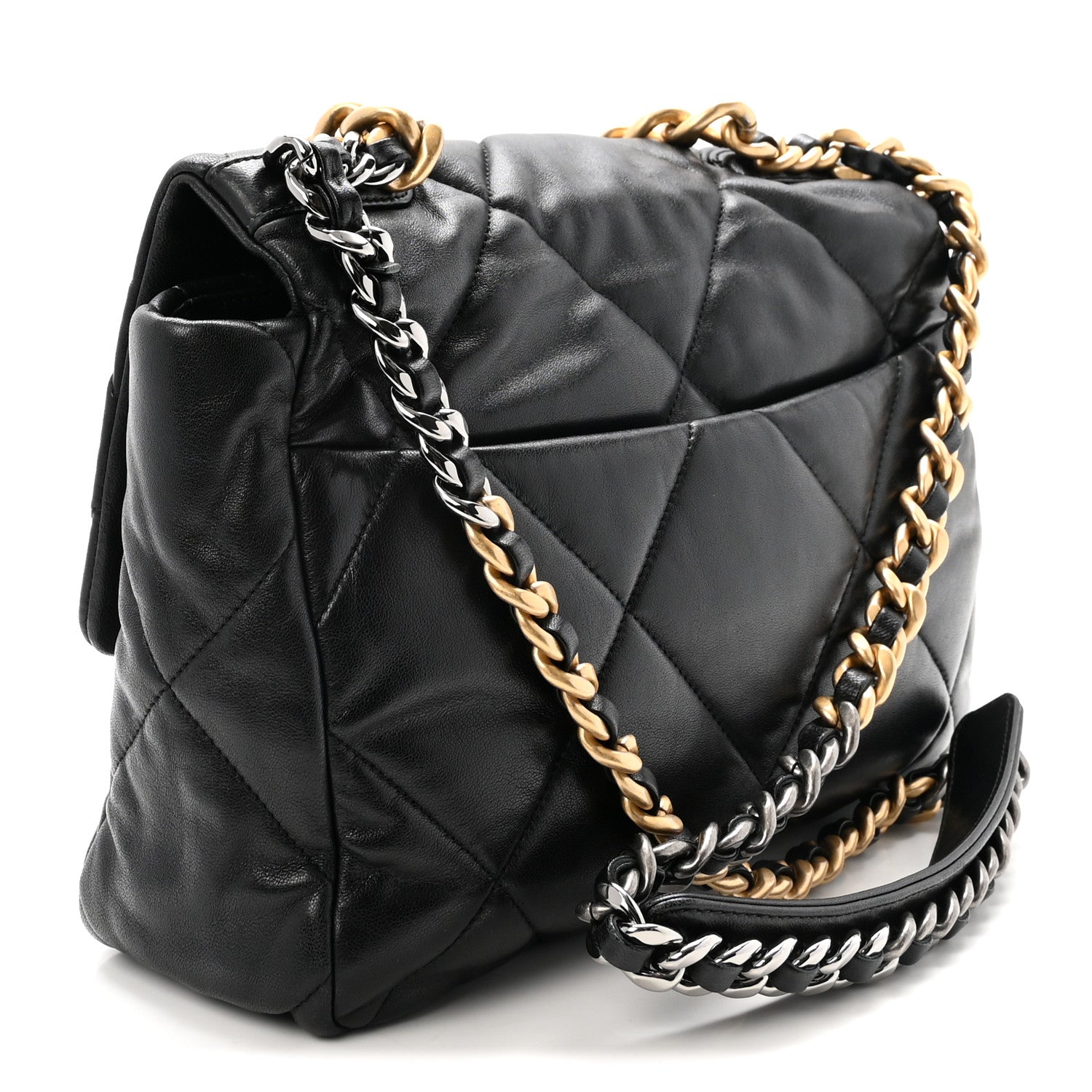 Chanel Goatskin Quilted Large Chanel 19 Flap Black 3 of 10