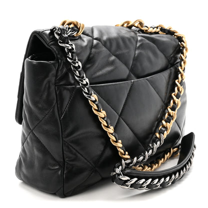 Chanel Goatskin Quilted Large Chanel 19 Flap Black 3 of 10
