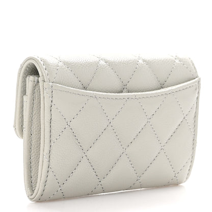 Chanel Caviar Quilted Flap Card Holder Wallet Grey 3 of 10